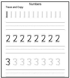 Tracing Numbers Worksheets